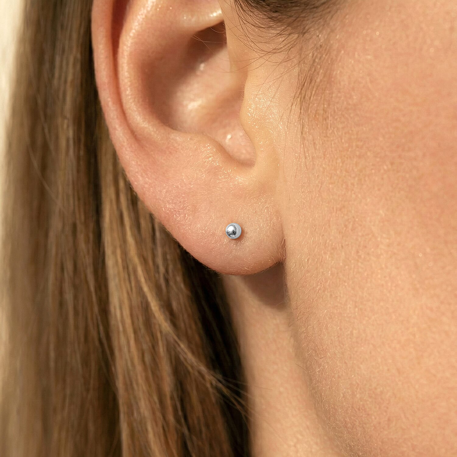 18K White Gold 3mm Polished Ball Stud Earrings