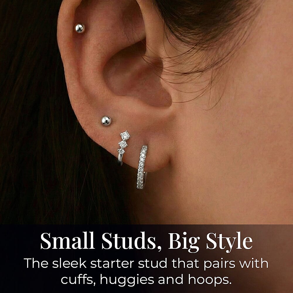 18K White Gold 3mm Polished Ball Stud Earrings