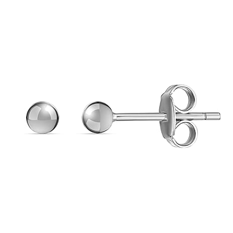 18K White Gold 3mm Polished Ball Stud Earrings