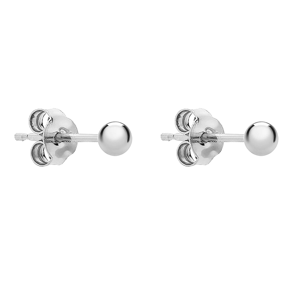 18K White Gold 3mm Polished Ball Stud Earrings