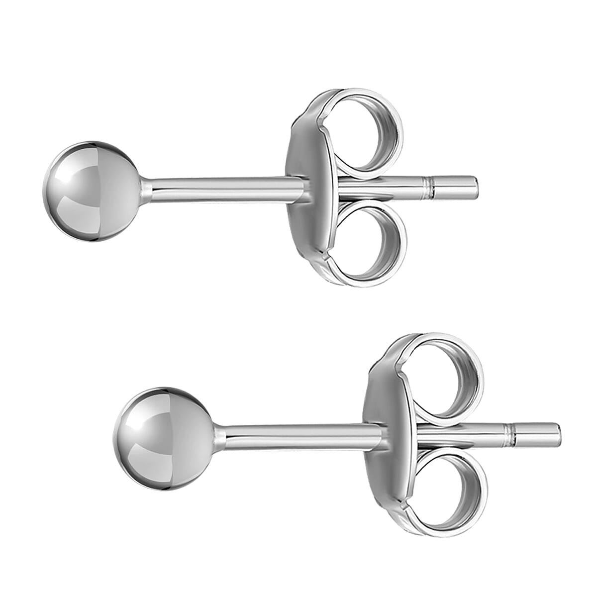 18K White Gold 3mm Polished Ball Stud Earrings