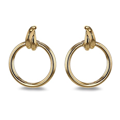 18K Yellow Gold Bail With Circle Stud Earrings