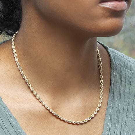 9K Yellow Gold Rope Chain 18 Inch