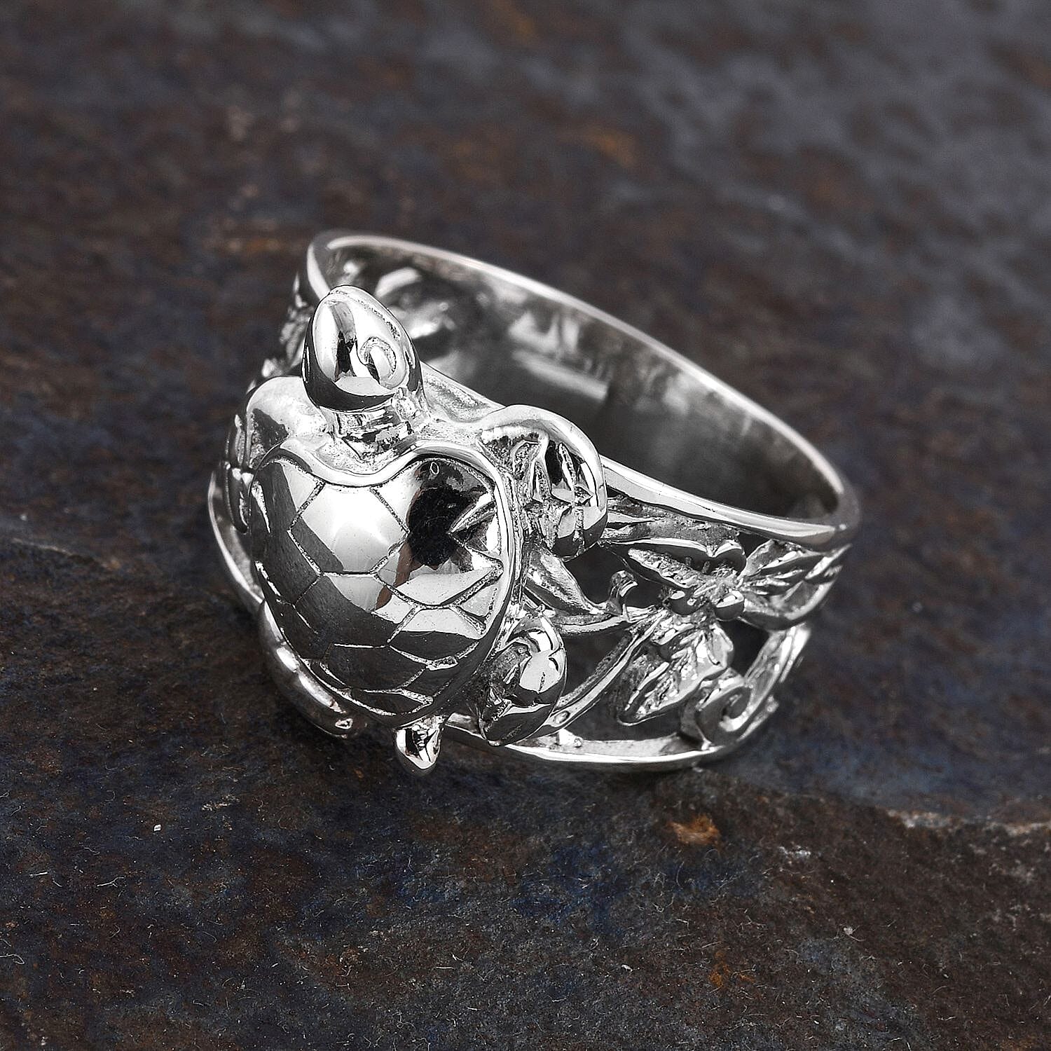 Bali Legacy Collection - Sterling Silver Turtle Ring, Silver Wt. 5.60
