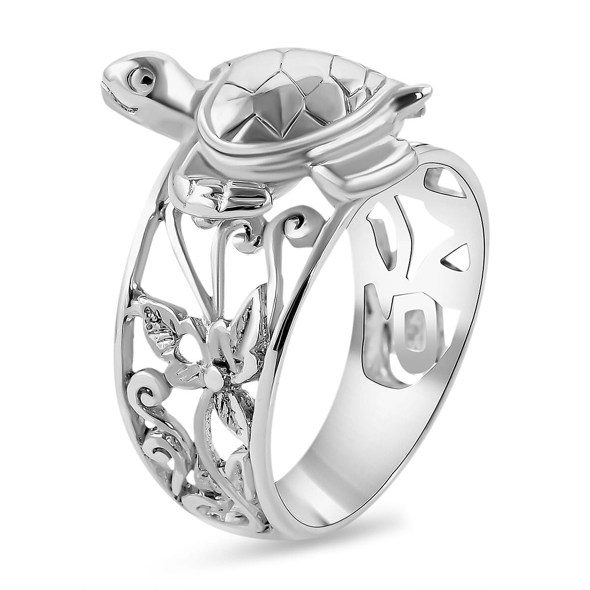 Bali Legacy Collection - Sterling Silver Turtle Ring, Silver Wt. 5.60