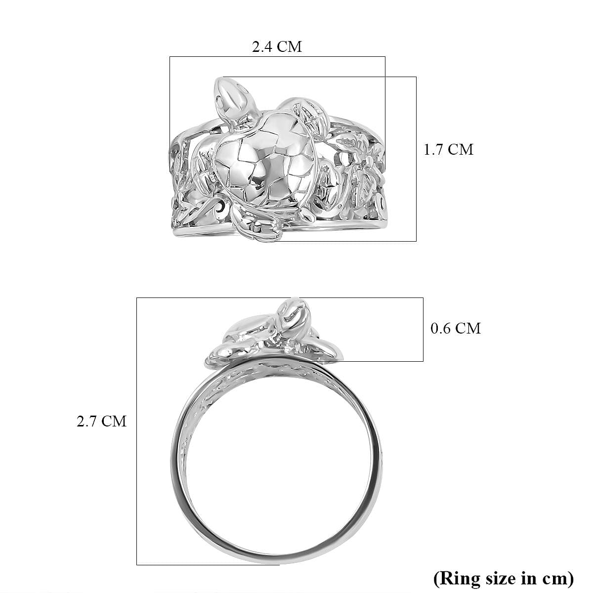 Bali Legacy Collection - Sterling Silver Turtle Ring, Silver Wt. 5.60