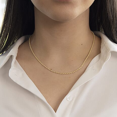 9K Yellow Gold Rope Chain With Spring Ring Clasp (Size - 16)