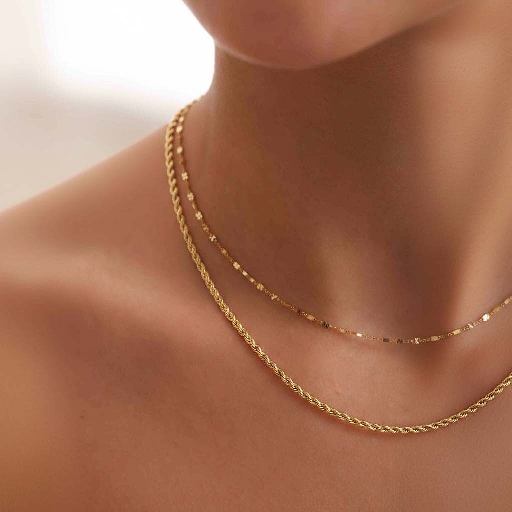 9K Yellow Gold Rope Chain With Spring Ring Clasp (Size - 16)