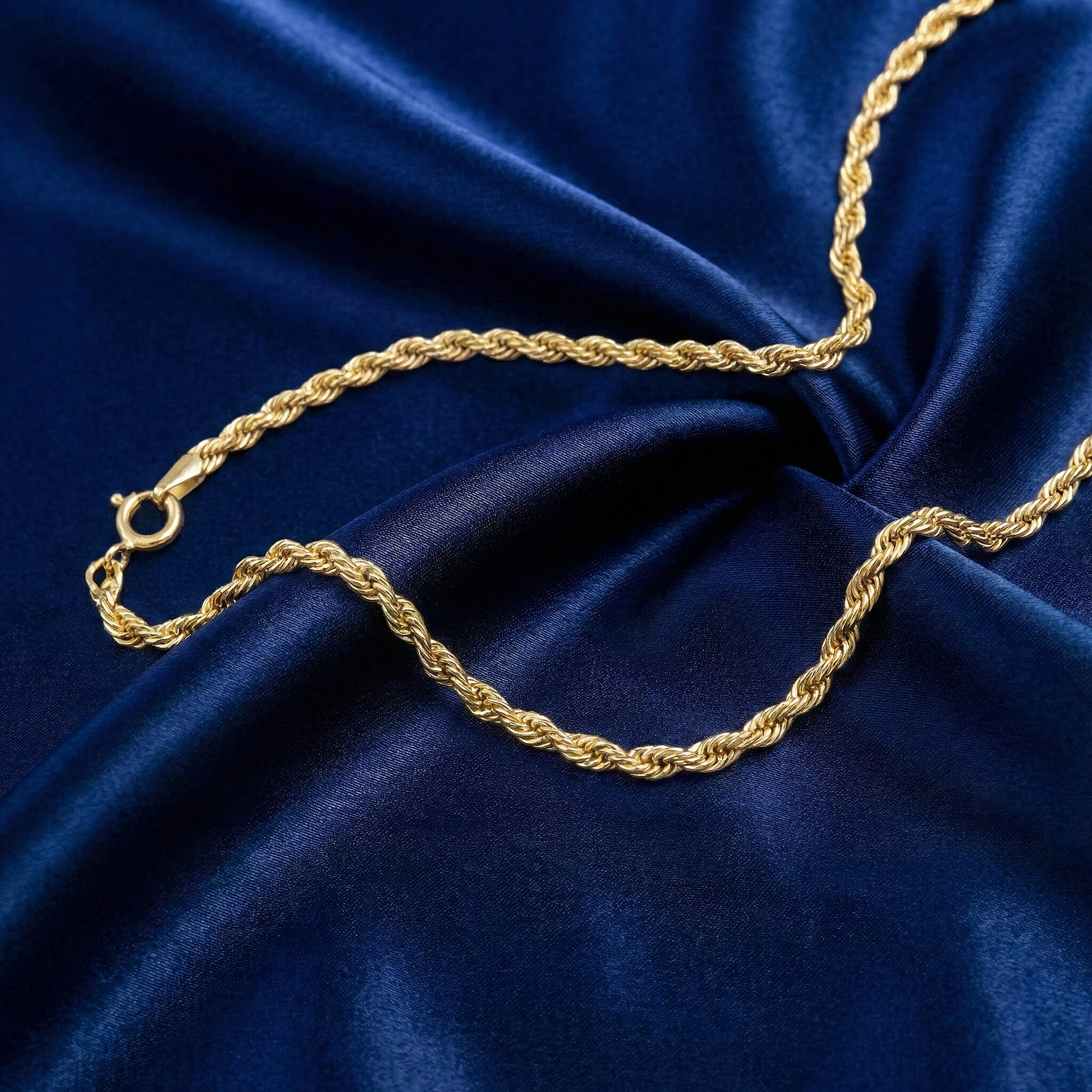 9K Yellow Gold Rope Chain With Spring Ring Clasp (Size - 16)
