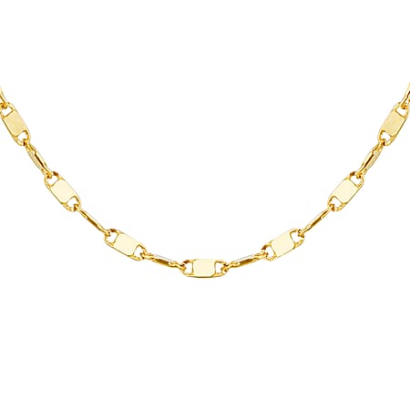 9K Yellow Gold 1.6 MM Flat Link Chain With Spring Ring Clasp 16 Inch Polished