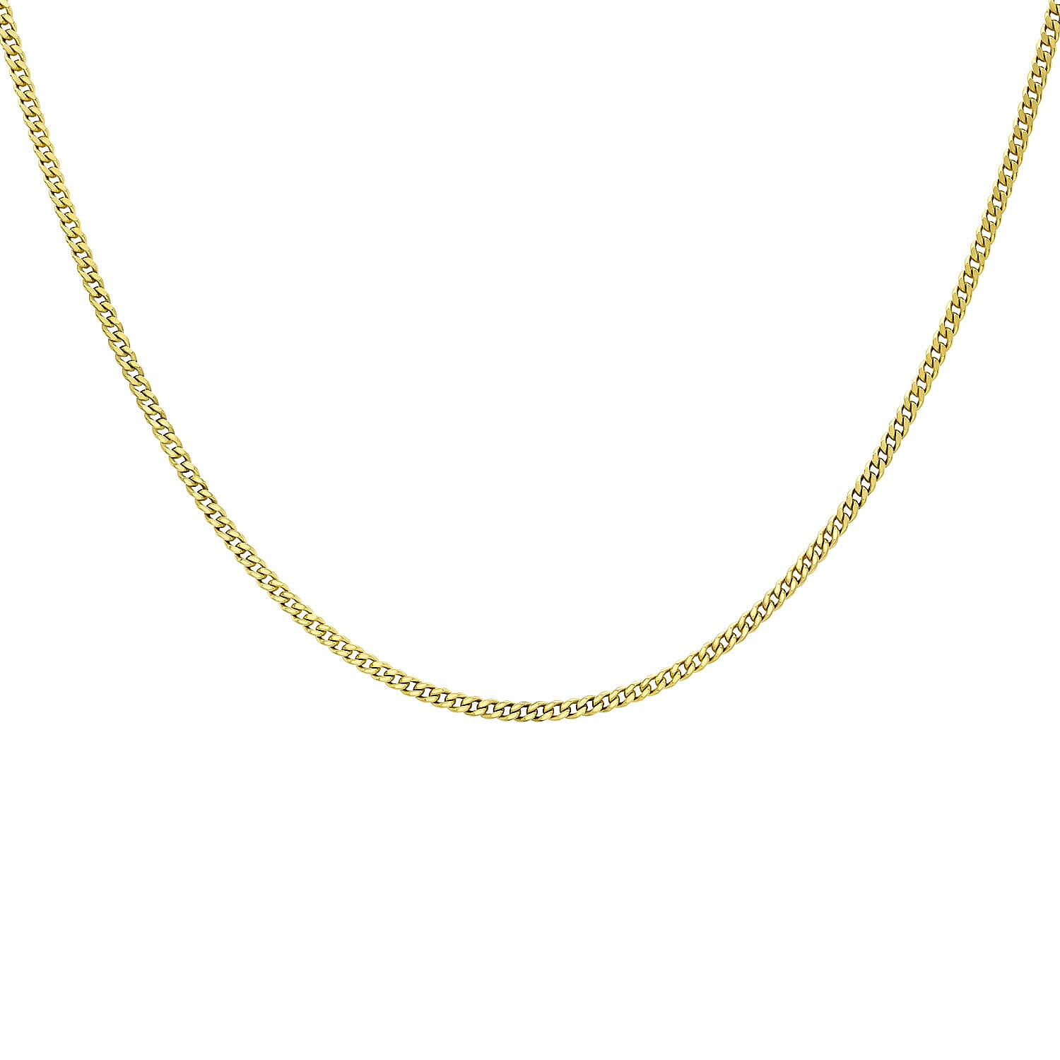 9K Yellow Gold Diamond Cut Curb Chain 16 Inch