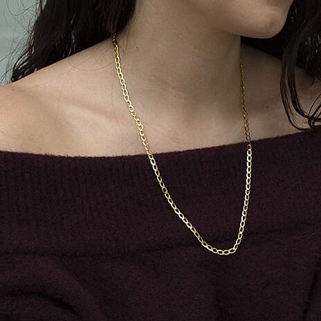 9K Yellow Gold Diamond Cut Flat Curb Chain 22 Inch