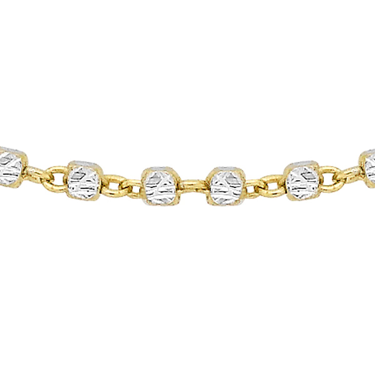 9K Yellow And White Gold Diamond Cut Cube Chain 18 Inch - 7190380 - TJC