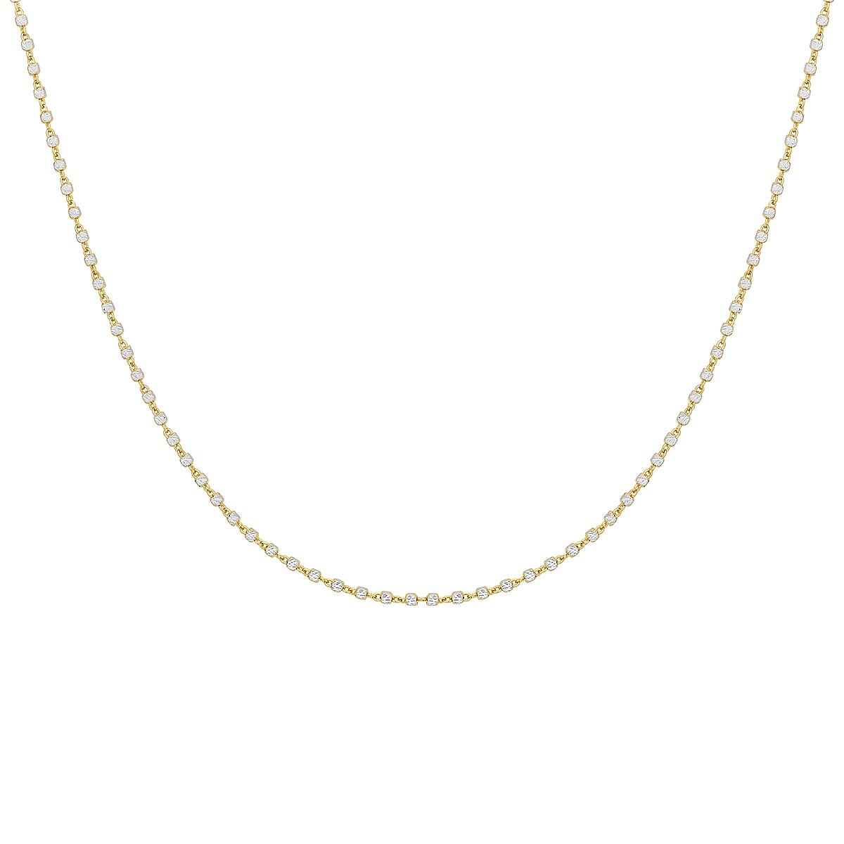 9K Yellow And White Gold Diamond Cut Cube Chain 18 Inch - 7190380 - TJC