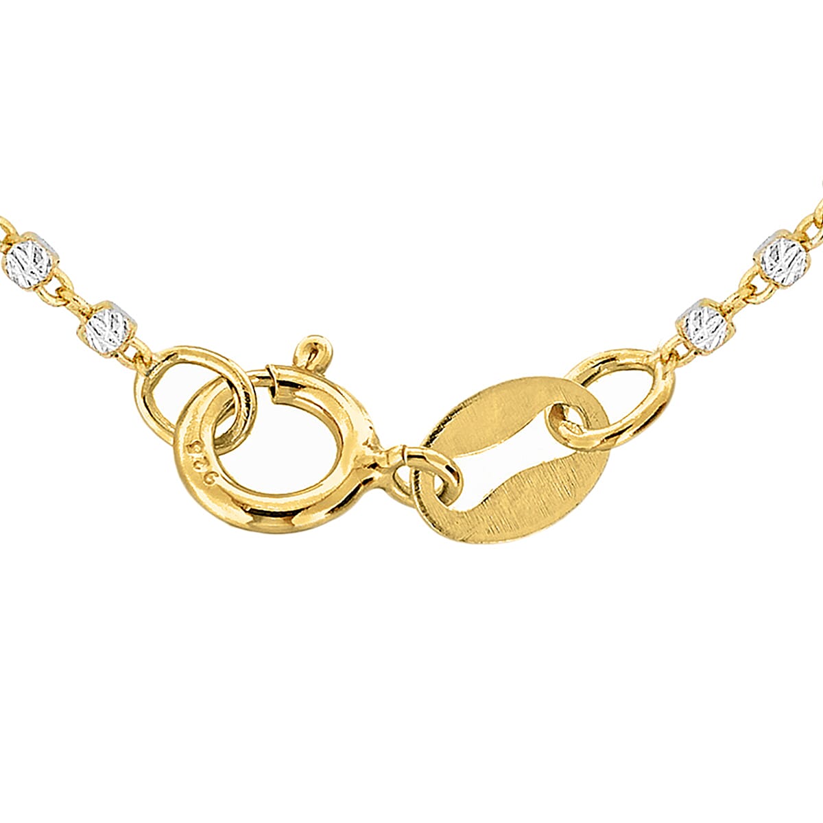 9K Yellow And White Gold Diamond Cut Cube Chain 18 Inch - 7190380 - TJC
