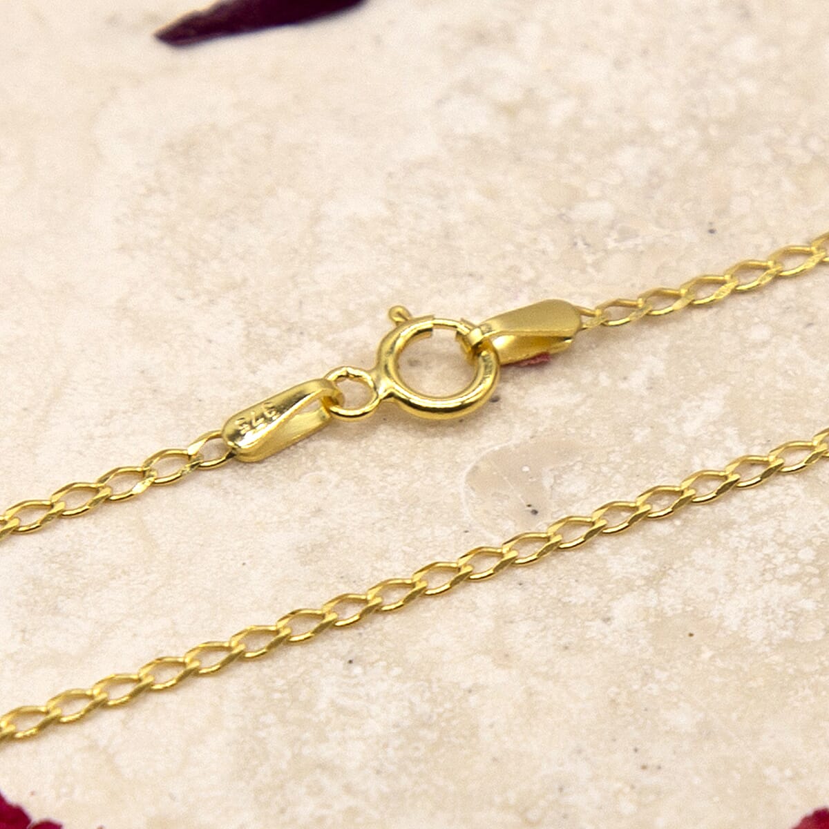 9K Yellow Gold Flat Curb Chain With Spring Ring Clasp (Size - 16)