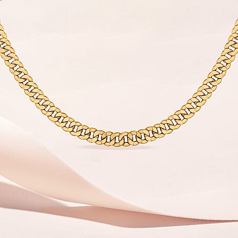 9K Yellow Gold Diamond Cut 4.3mm Round Link Curb Chain 22 Inch