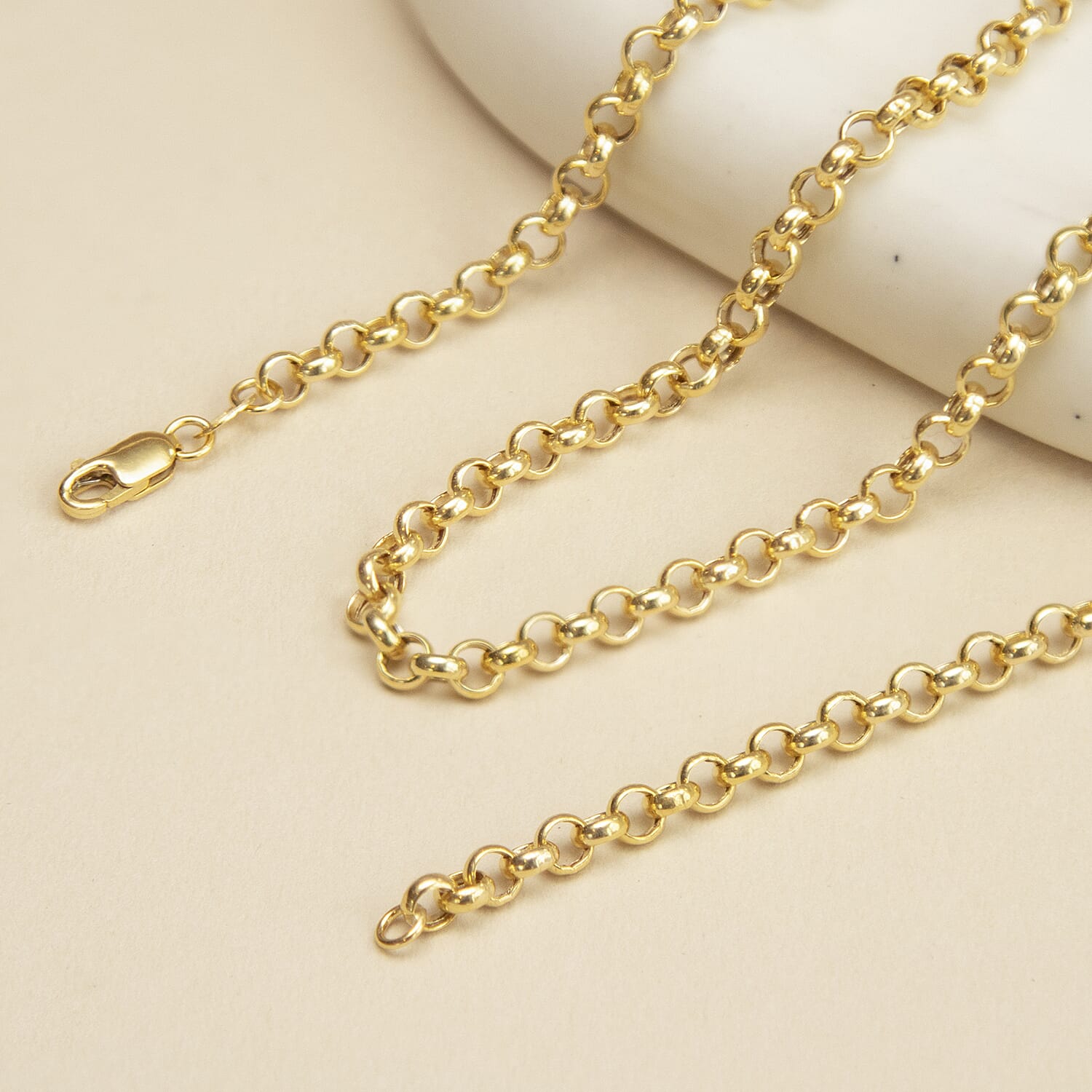 9K Yellow Gold Round Belcher Chain 18 Inch