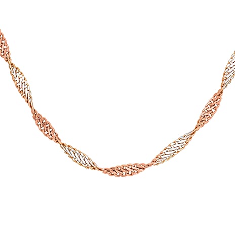 9K Rose And White Gold Twist Curb Chain 18 Inch