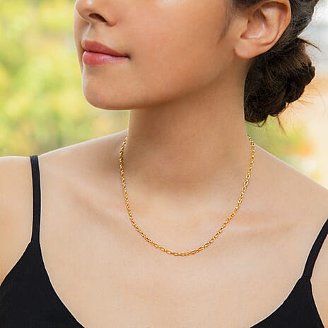9K Yellow Gold Oval Belcher Chain With Lobster Clasp (Size - 16)