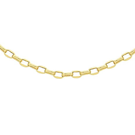 9K Yellow Gold Diamond Cut Oval Belcher Chain With Spring Ring Clasp (Size - 16)