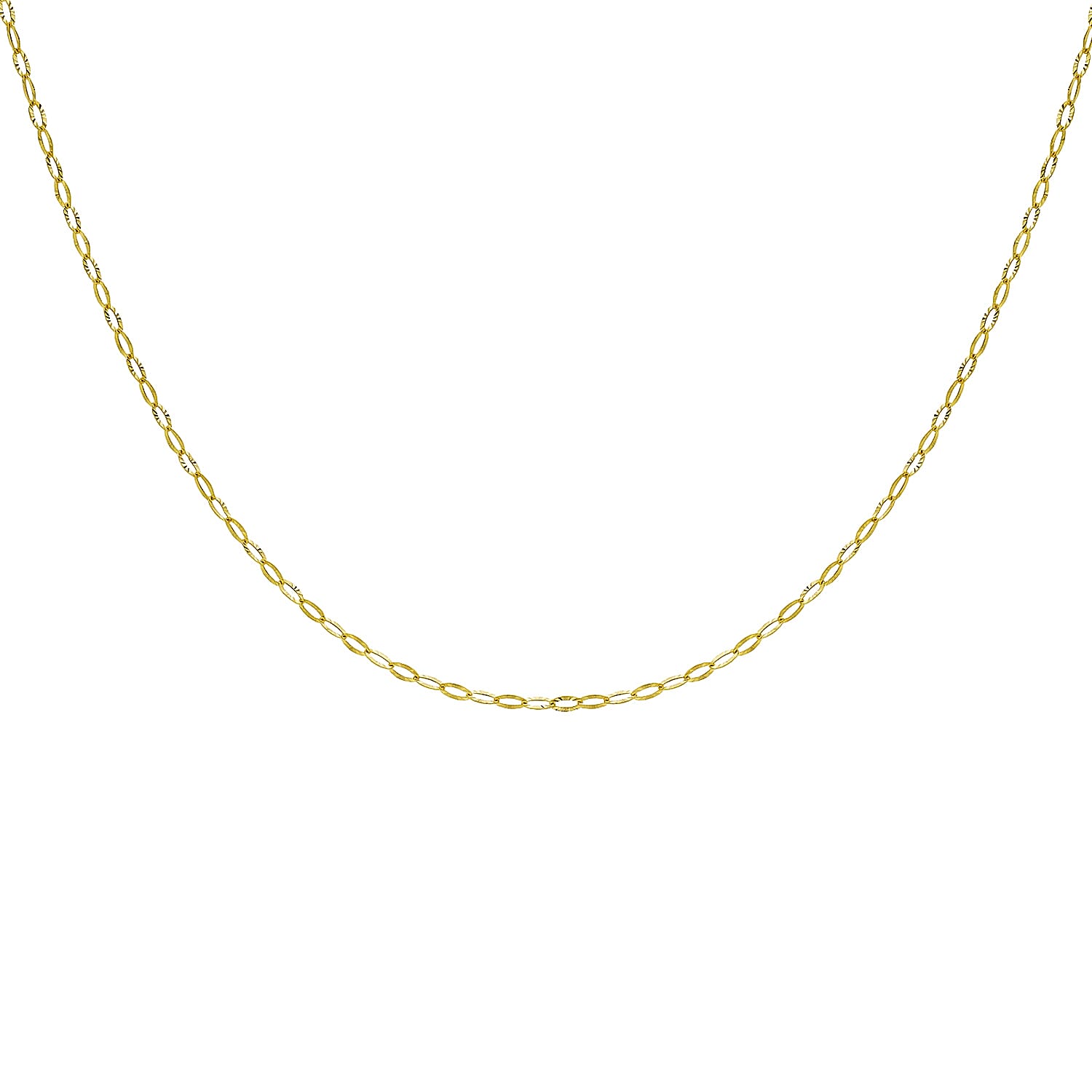 9K Yellow Gold Diamond Cut Link Chain 18 Inch