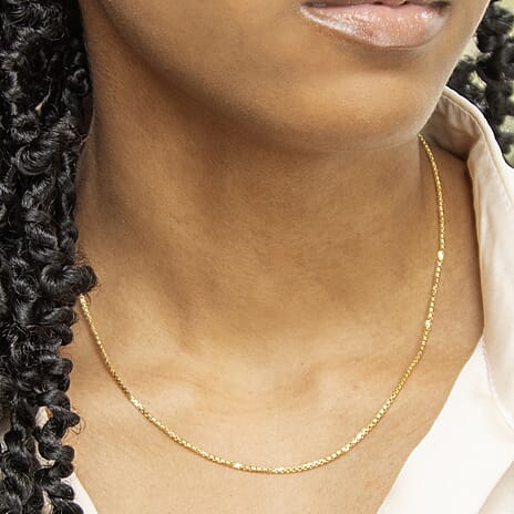 9K Yellow Gold Diamond Cut Box Belcher Chain 18 Inch