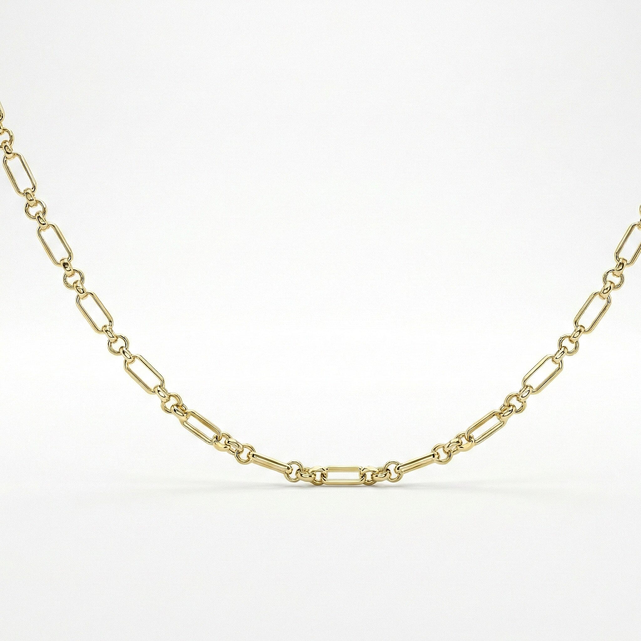 9K Yellow Gold 3.5mm Diamond Cut Figaro Belcher Chain 20 Inch