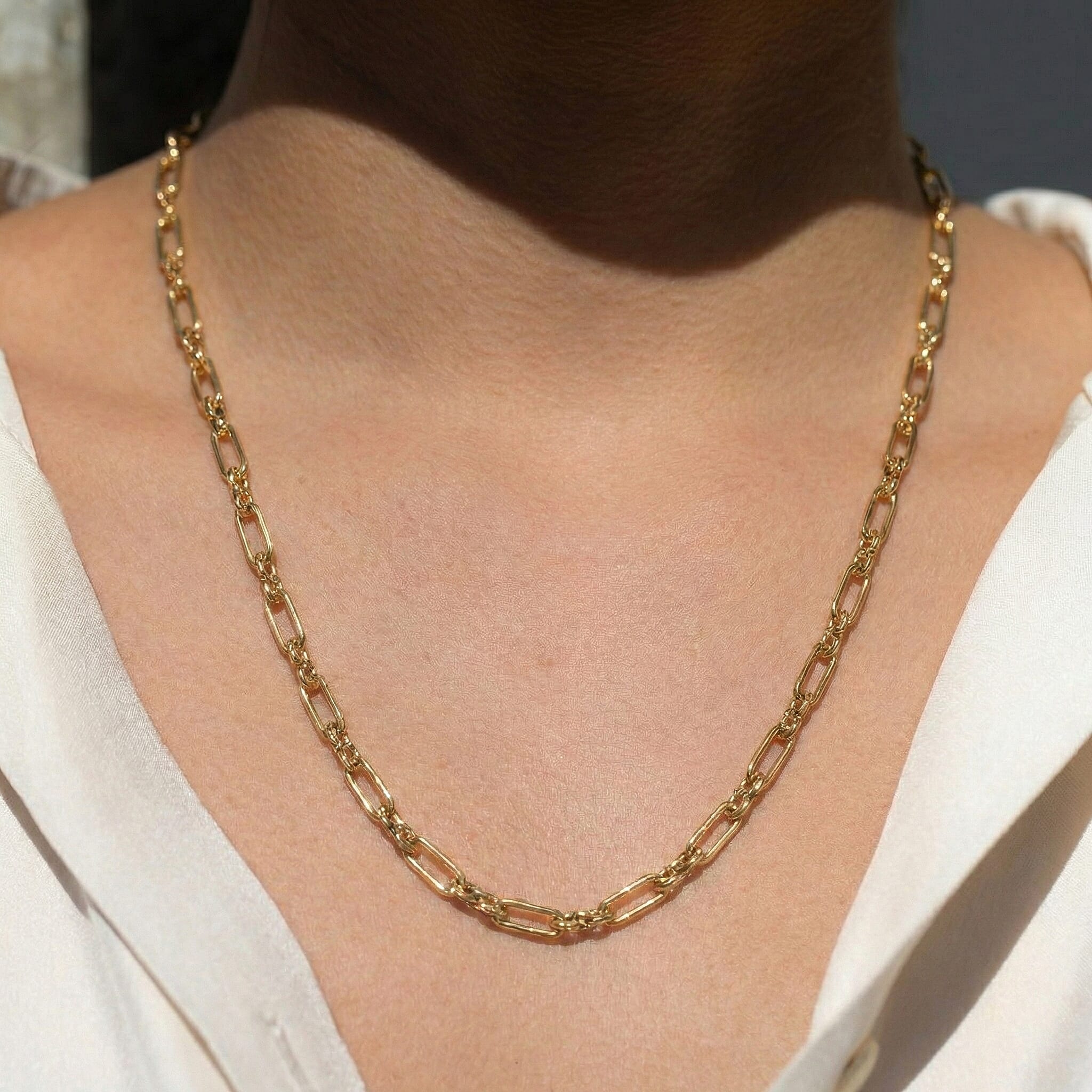 9K Yellow Gold 3.5mm Diamond Cut Figaro Belcher Chain 20 Inch