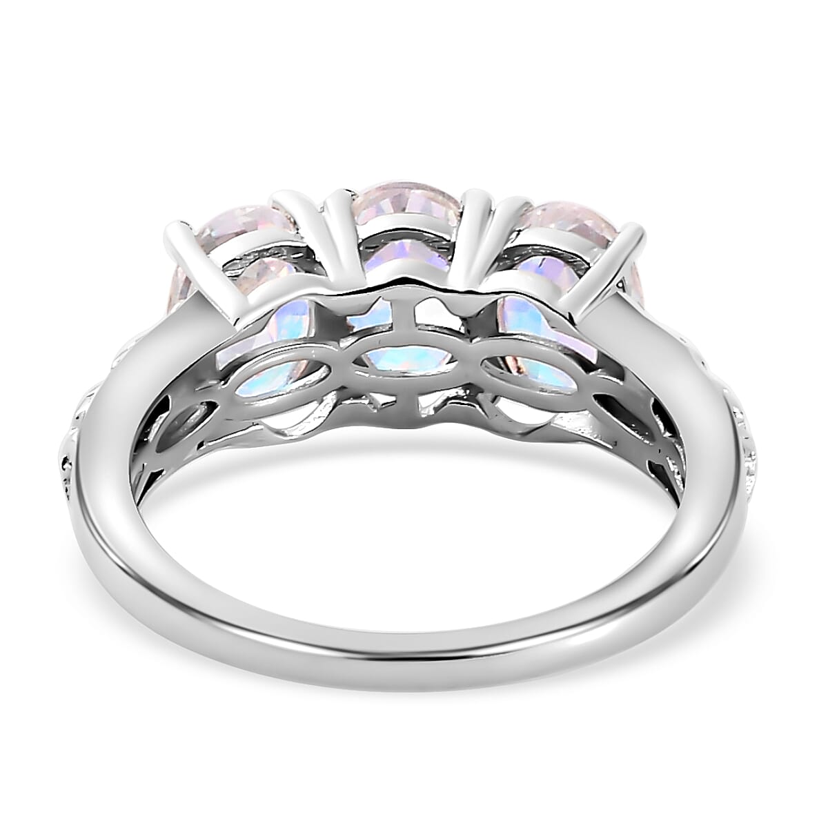 Mercury Mystic Topaz Trilogy Ring in Platinum Overlay Sterling Silver 2.71 Ct.