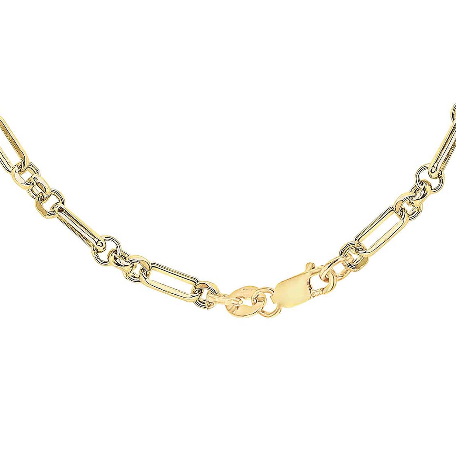 9K Yellow Gold 3.5mm Diamond Cut Figaro Belcher Chain 30 Inch