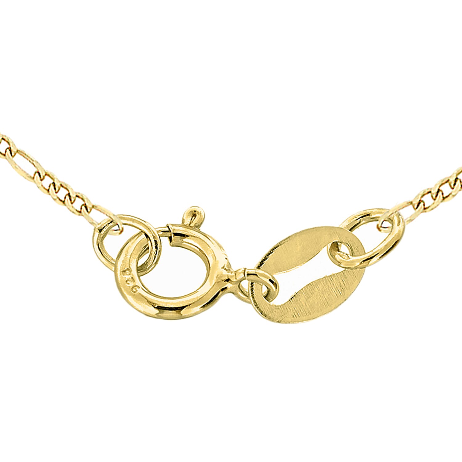9K Yellow Gold Diamond Cut Figaro Chain 20 Inch