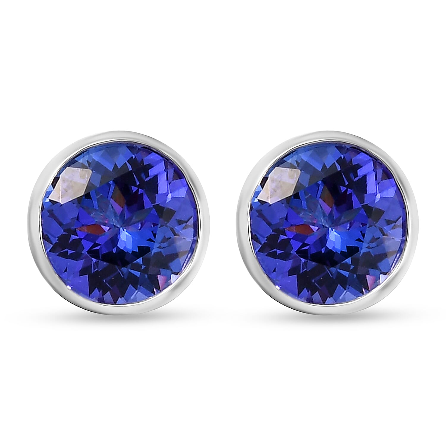 RHAPSODY 950 Platinum AAAA Tanzanite Stud Earrings (with Screw Back) 5.30 Ct.