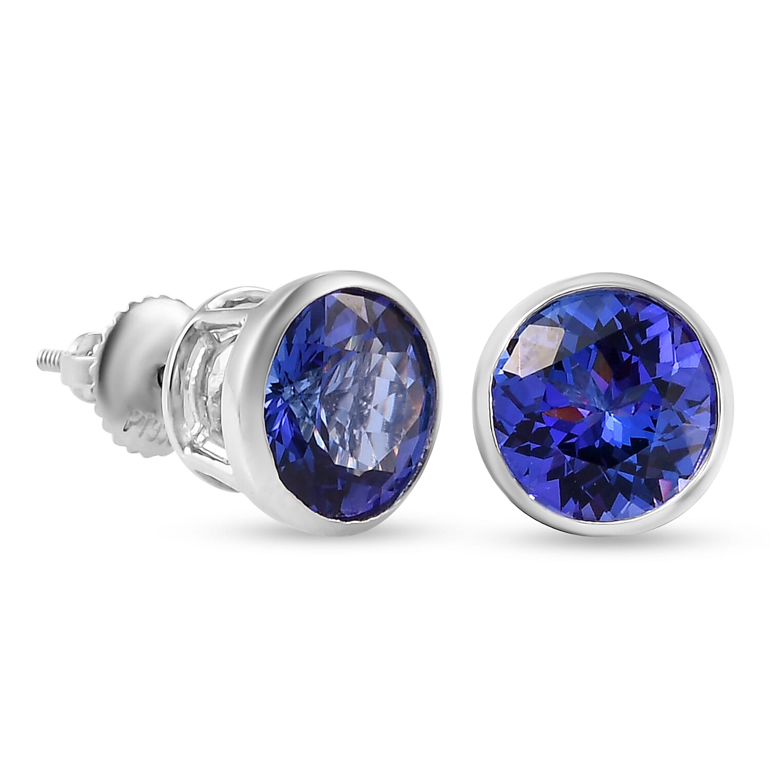 RHAPSODY 950 Platinum AAAA Tanzanite Stud Earrings (with Screw Back) 5.30 Ct.