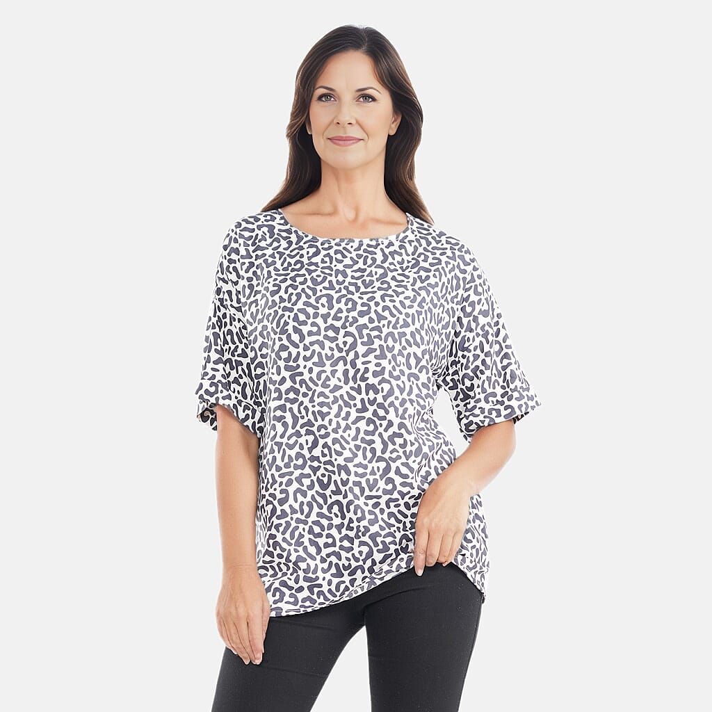 TAMSY Viscose Floral Pattern Top - Black