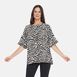 TAMSY Viscose Floral Pattern Top - Black