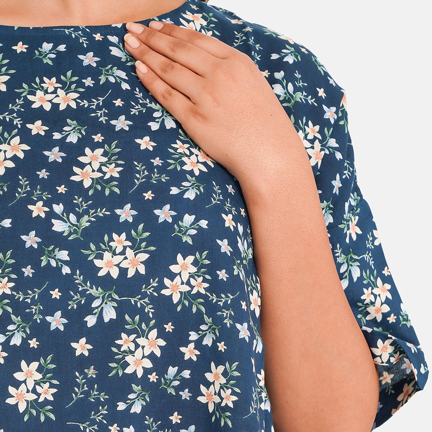 TAMSY Viscose Floral Pattern Top - Black