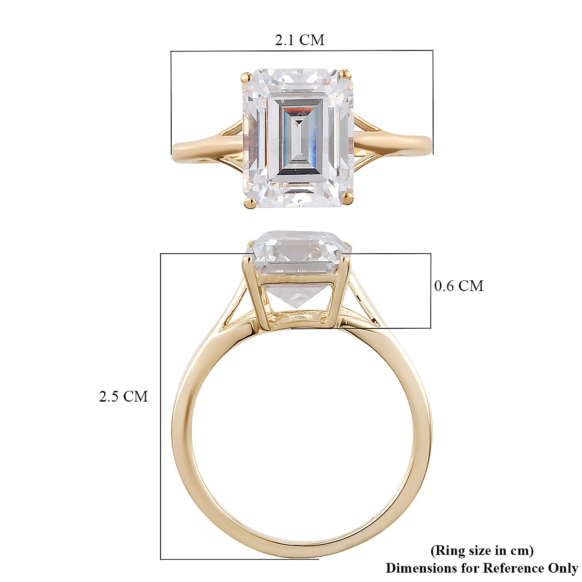 Lustro Stella 9K Yellow Gold Solitaire Ring Made with Finest CZ 6.38 Ct,1.60 Gm.