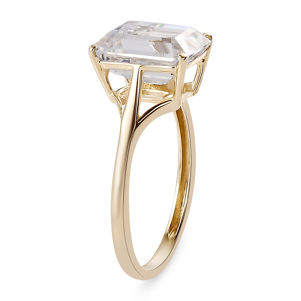 Lustro Stella 9K Yellow Gold Solitaire Ring Made with Finest CZ 6.38 Ct,1.60 Gm.