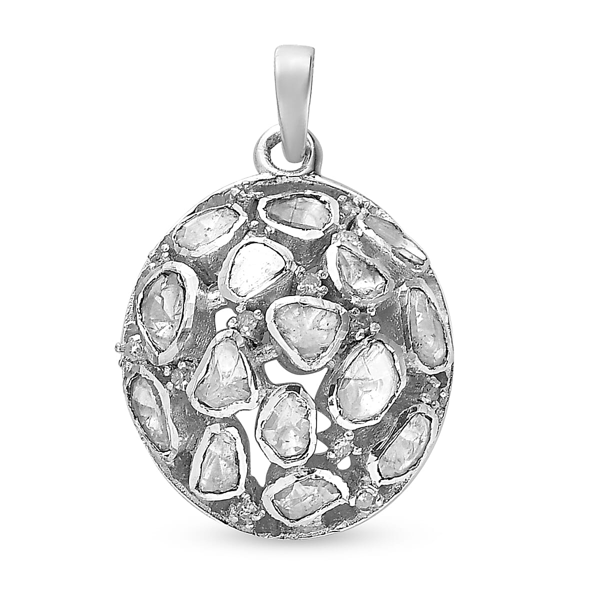 GP - Polki Diamond Pendant in Platinum Overlay Sterling Silver 1.01 Ct.