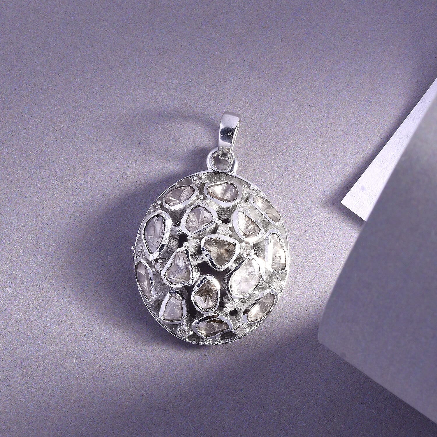 GP - Polki Diamond Pendant in Platinum Overlay Sterling Silver 1.01 Ct.