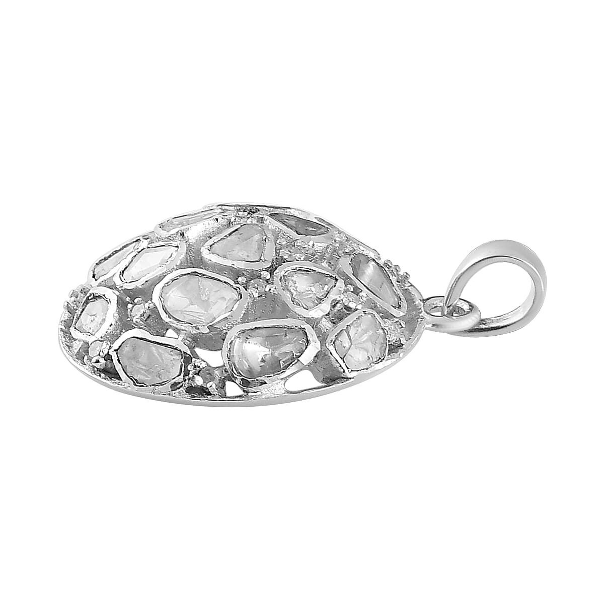 GP - Polki Diamond Pendant in Platinum Overlay Sterling Silver 1.01 Ct.
