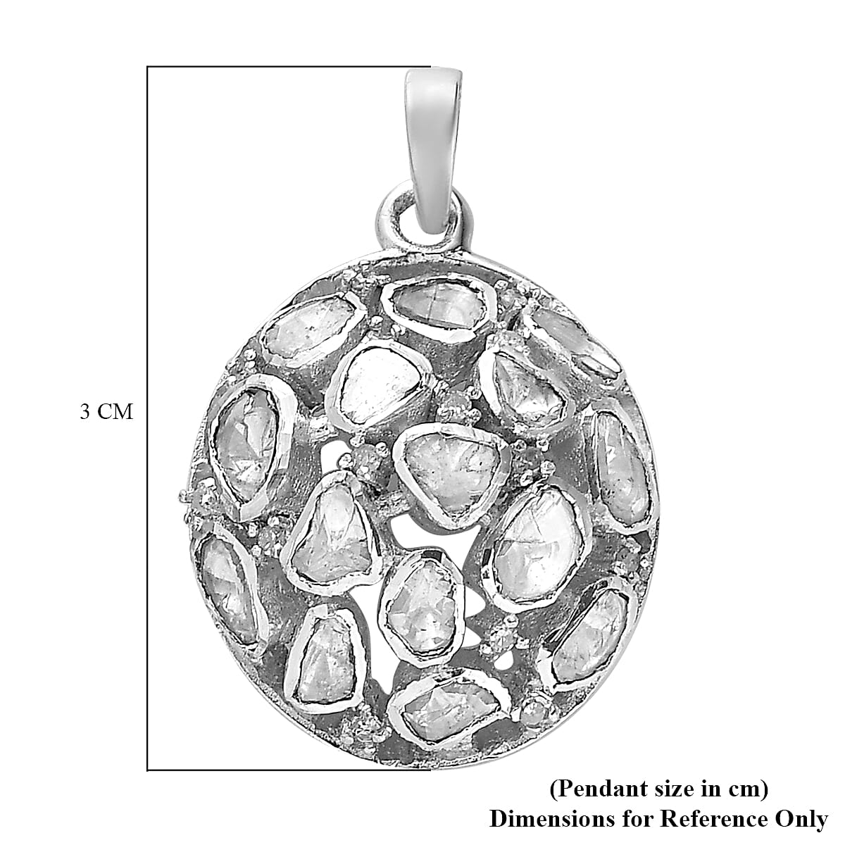 GP - Polki Diamond Pendant in Platinum Overlay Sterling Silver 1.01 Ct.