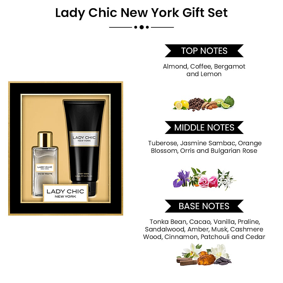 Laurelle Lady Chic New York Gift Set (Incl. Eau De Toilette - 100ml & Body Lotion - 125ml)