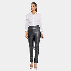 LA MAREY Genuine Leather Ponte Leggings  - Black
