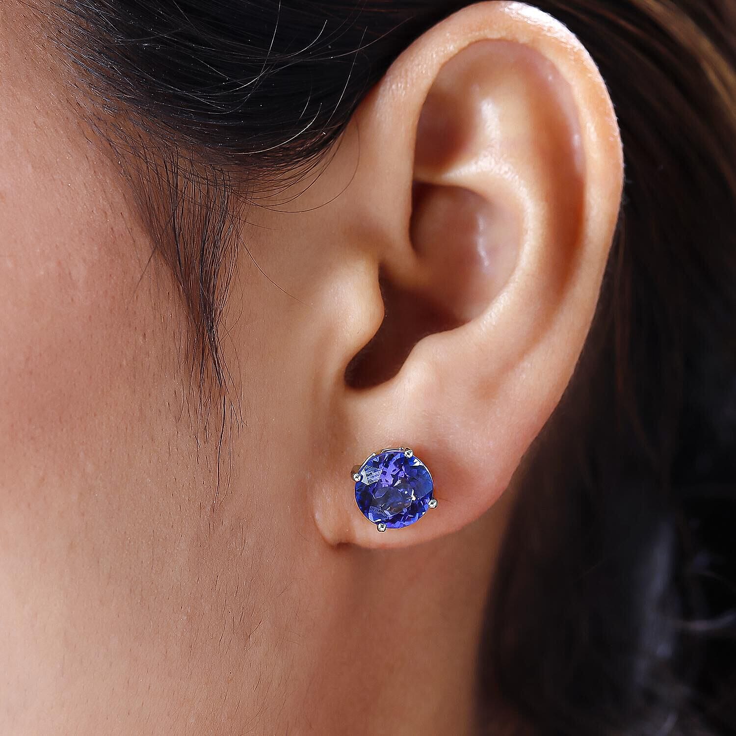 RHAPSODY 950 Platinum AAAA Tanzanite Stud Earrings (with Screw Back) 5.00 Ct.