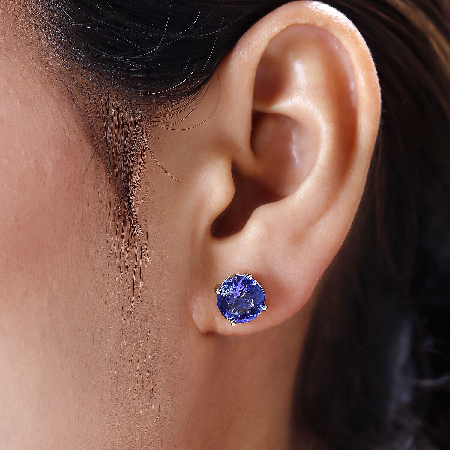 RHAPSODY 950 Platinum AAAA Tanzanite Stud Earrings (with Screw Back) 5.00 Ct.