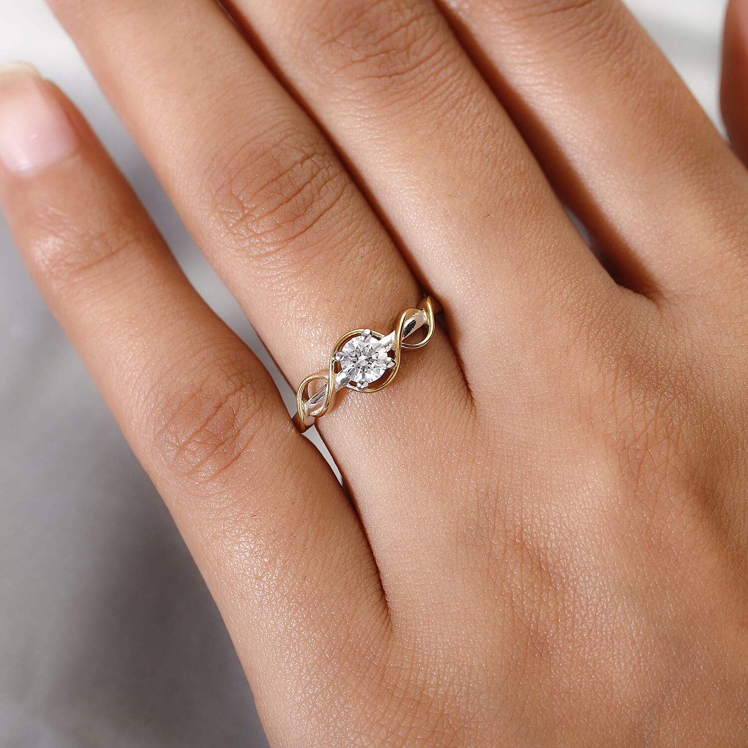 Lustro Stella - Two Tone Overlay Sterling Silver Ring Made with Finest CZ