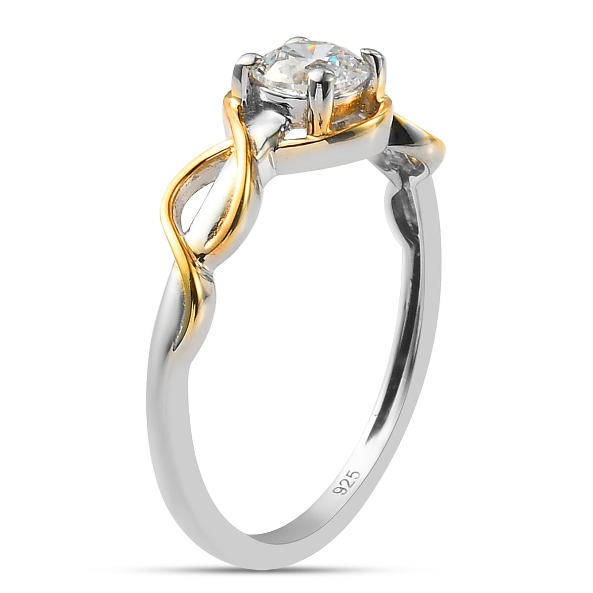 Lustro Stella - Two Tone Overlay Sterling Silver Ring Made with Finest CZ