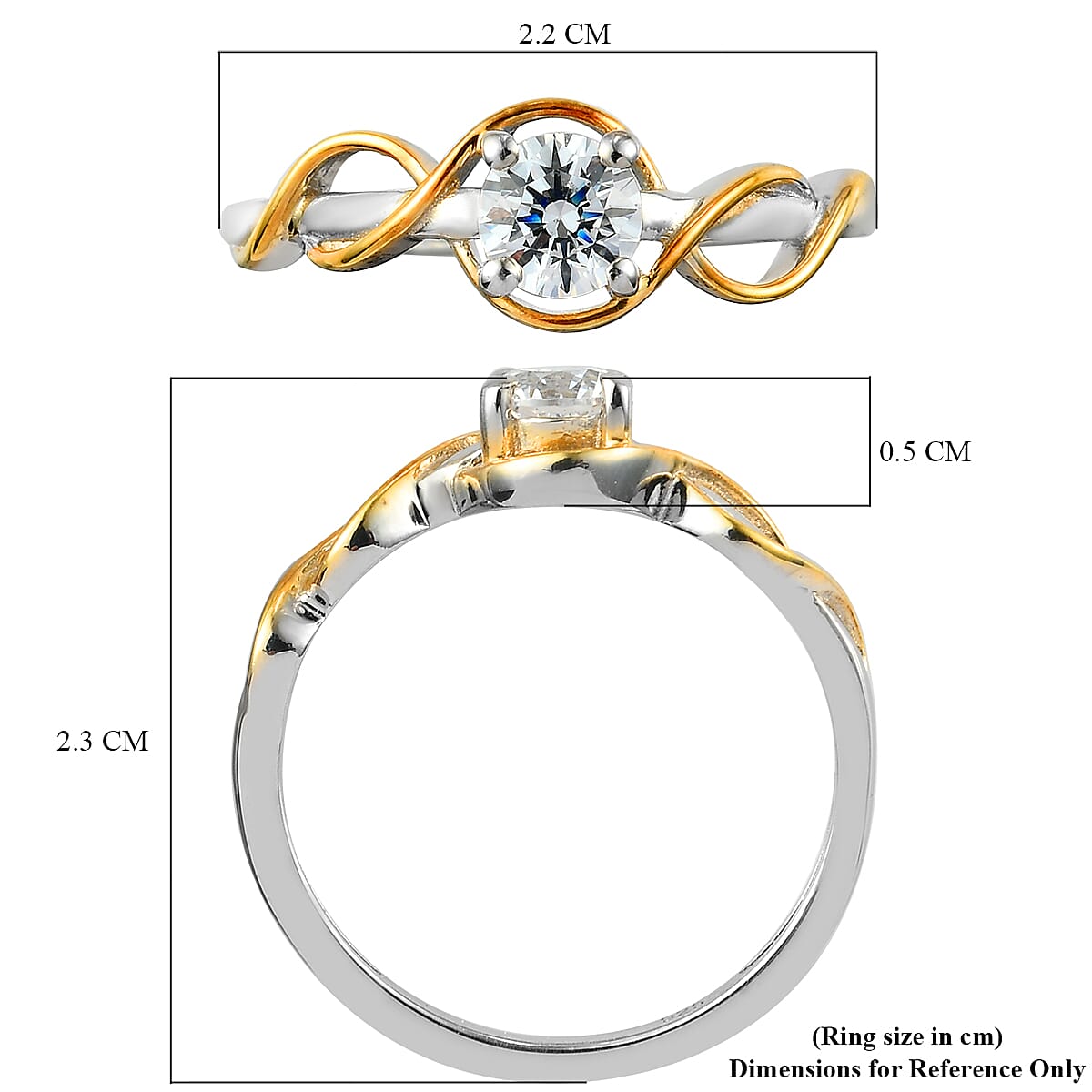 Lustro Stella - Two Tone Overlay Sterling Silver Ring Made with Finest CZ